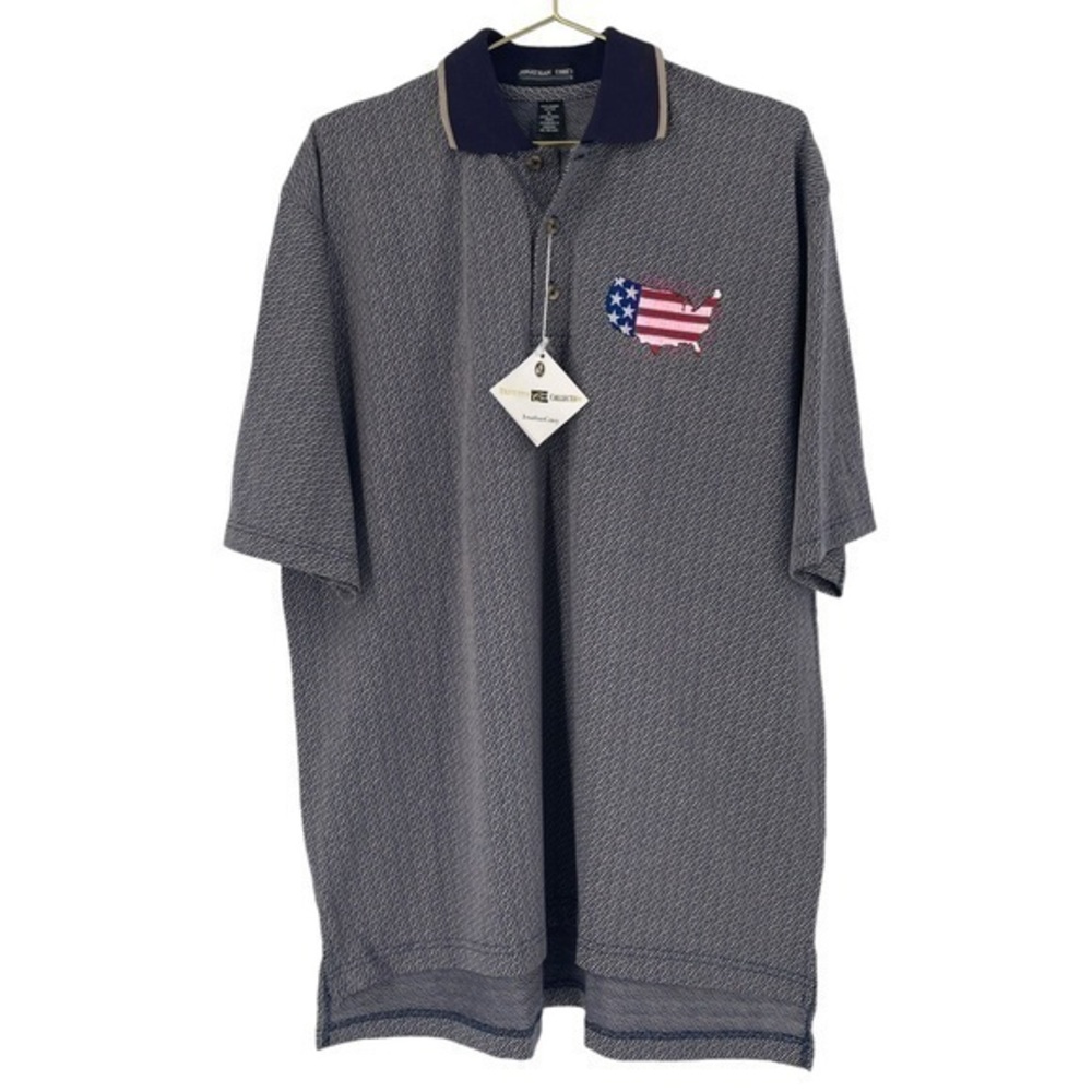 NWT Vintage Jonathan Corey Polo Large Men Navy American Flag Team Made In USA XL